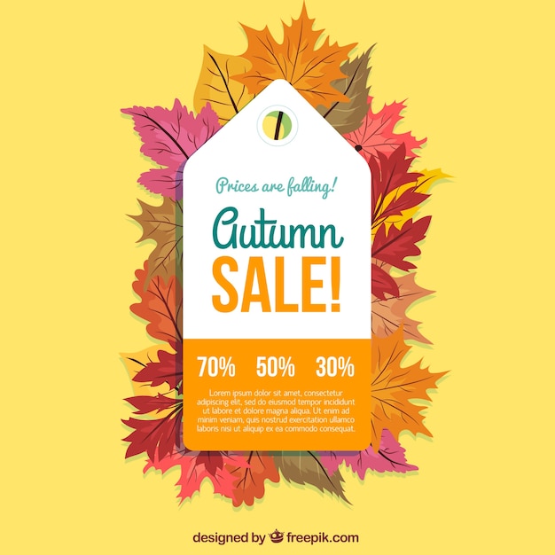 Etiqueta de venta de otoño en estilo plano