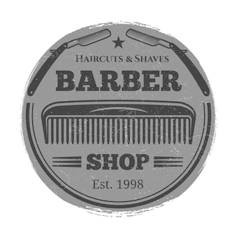 Etiqueta vintage de peluquería monocromática - emblema de peluquería