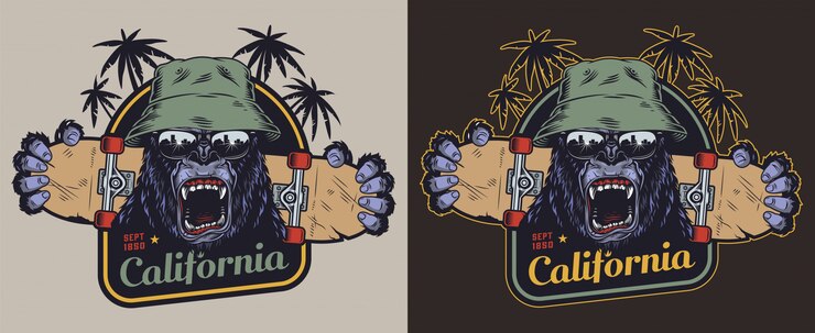 Vector gratuito etiqueta vintage de skate colorido