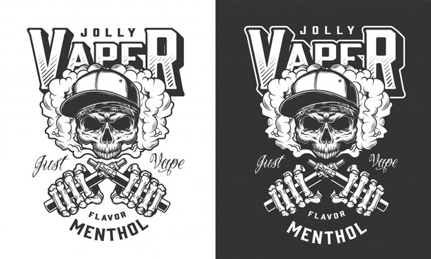 Etiqueta vintage vaping monocromo