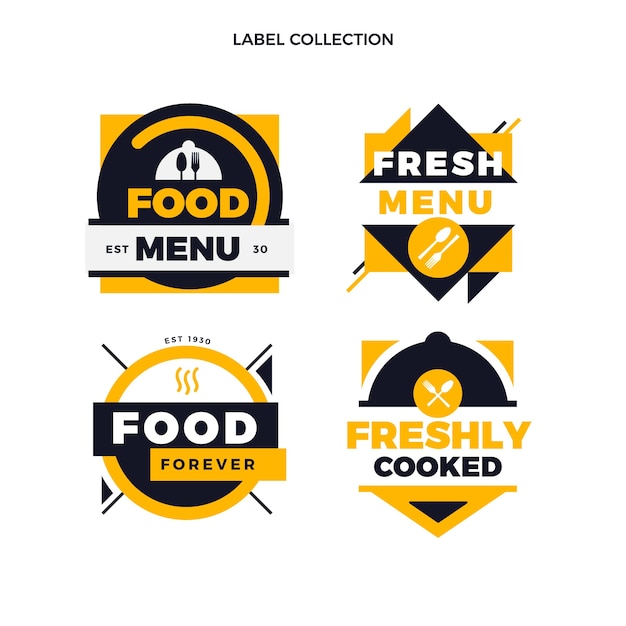 Etiquetas de alimentos de diseño plano y bagdes.