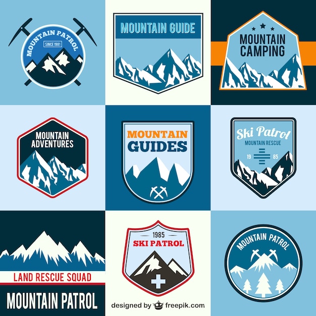 Etiquetas de aventura en la montaña
