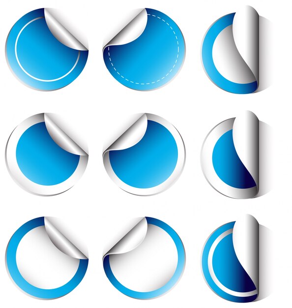 Etiquetas azules en forma circular