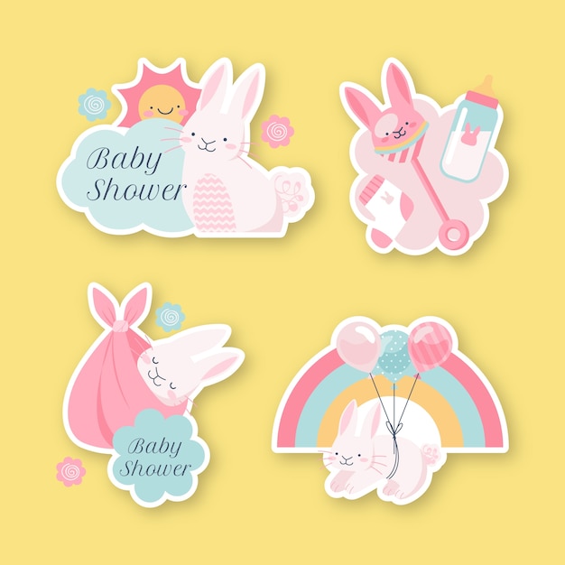 Vector gratuito etiquetas de baby shower dibujadas a mano