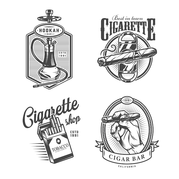 Vector gratuito etiquetas de bar lounge monocromáticas vintage