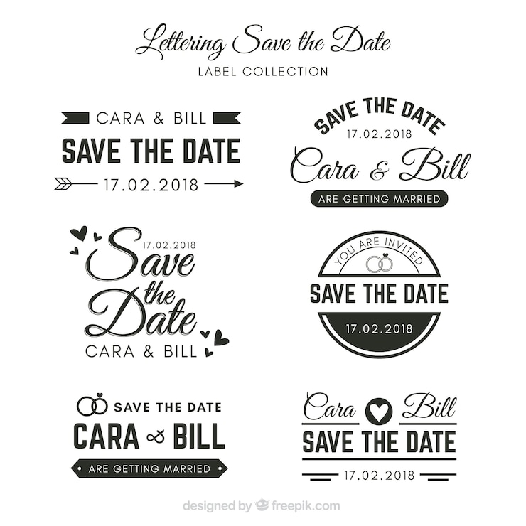 Vector gratuito etiquetas de boda con estilo elegante