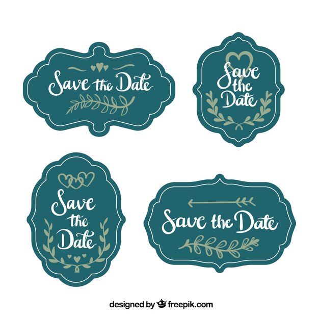 Etiquetas de boda vintage con estilo divertido