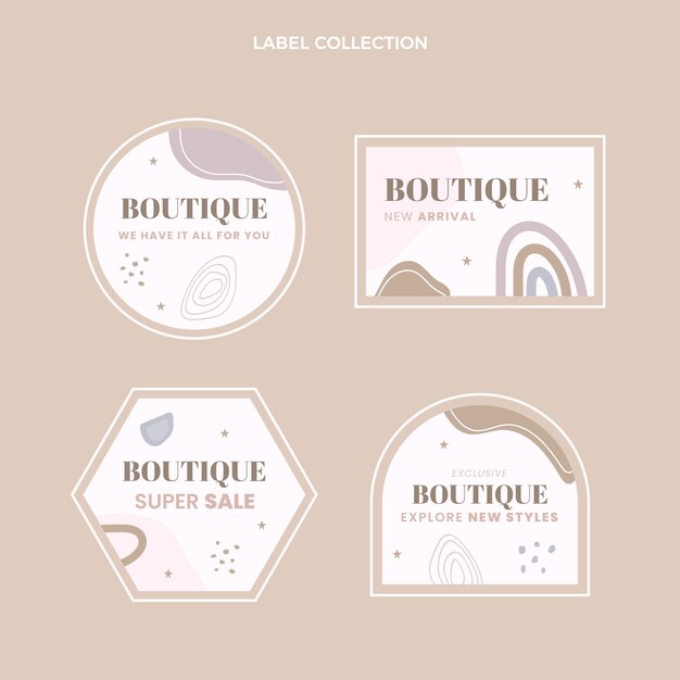 Etiquetas boutique mínimas de diseño plano