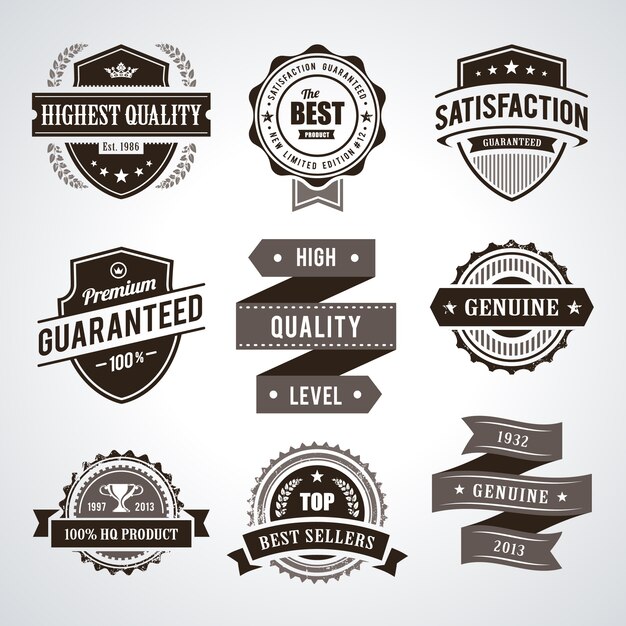 Etiquetas de calidad premium vintage