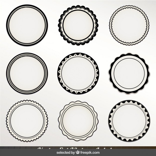 Etiquetas circulares Monocromo