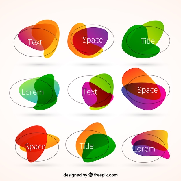 Vector gratuito etiquetas de colores en estilo abstracto
