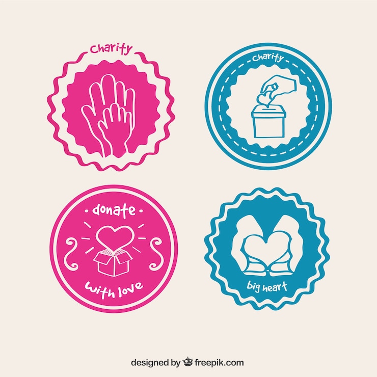 Vector gratuito etiquetas coloridas de caridad