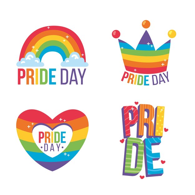 Etiquetas coloridas del día del orgullo