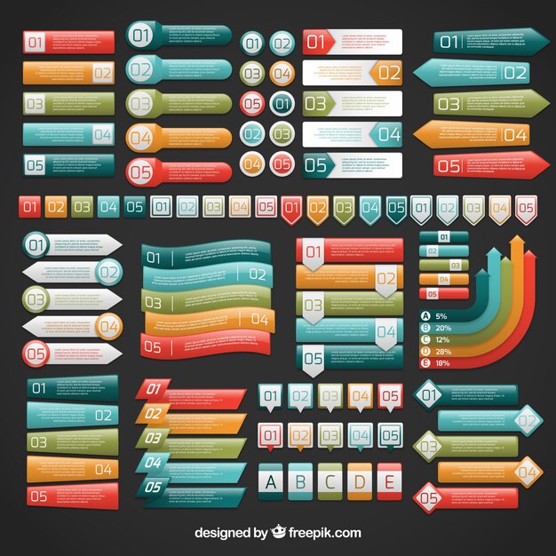 Etiquetas coloridas infografía