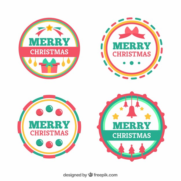 Etiquetas coloridas redondas navideñas