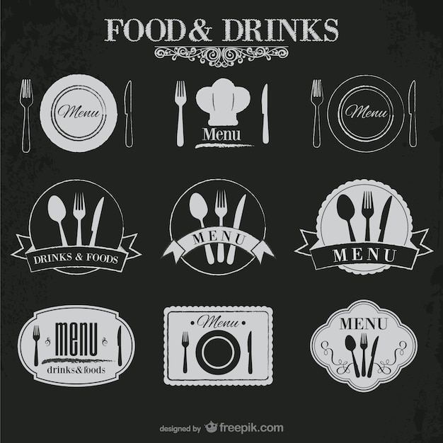 Vector gratuito etiquetas de comida y bebida