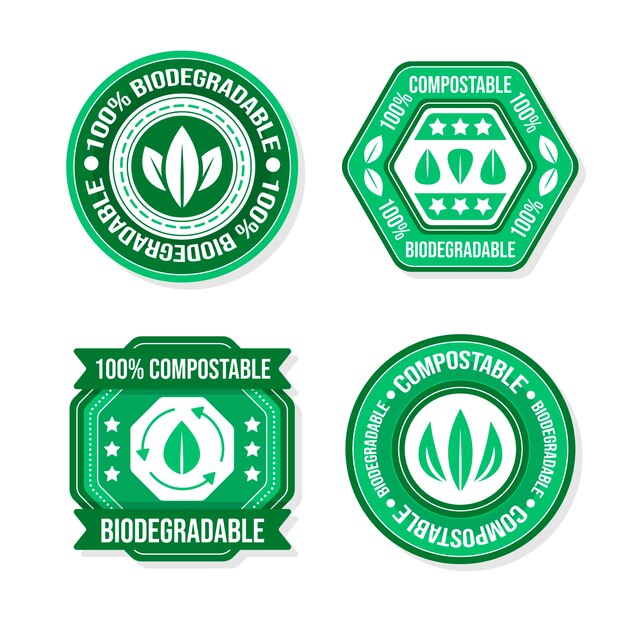Etiquetas compostables de diseño plano
