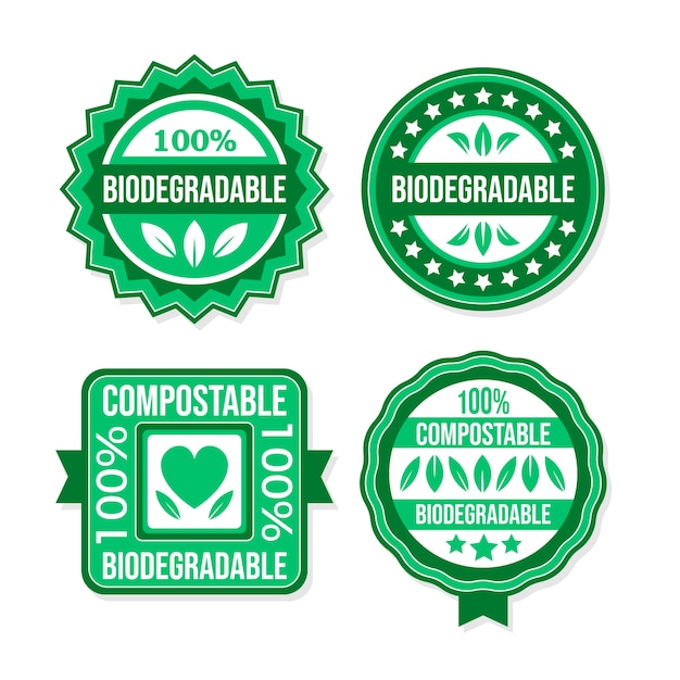 Etiquetas compostables de diseño plano