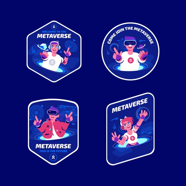 Etiquetas conceptuales de metaverso dibujadas a mano