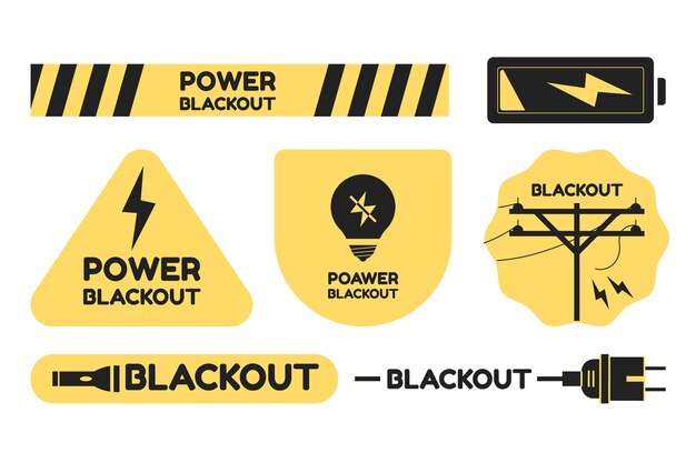 Etiquetas de corte de energía de diseño plano