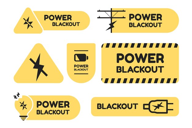 Etiquetas de corte de energía de diseño plano