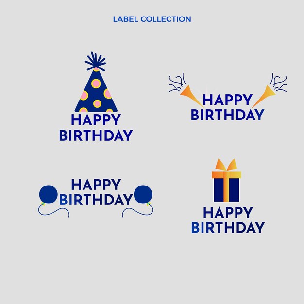 Etiquetas de cumpleaños de colores degradados