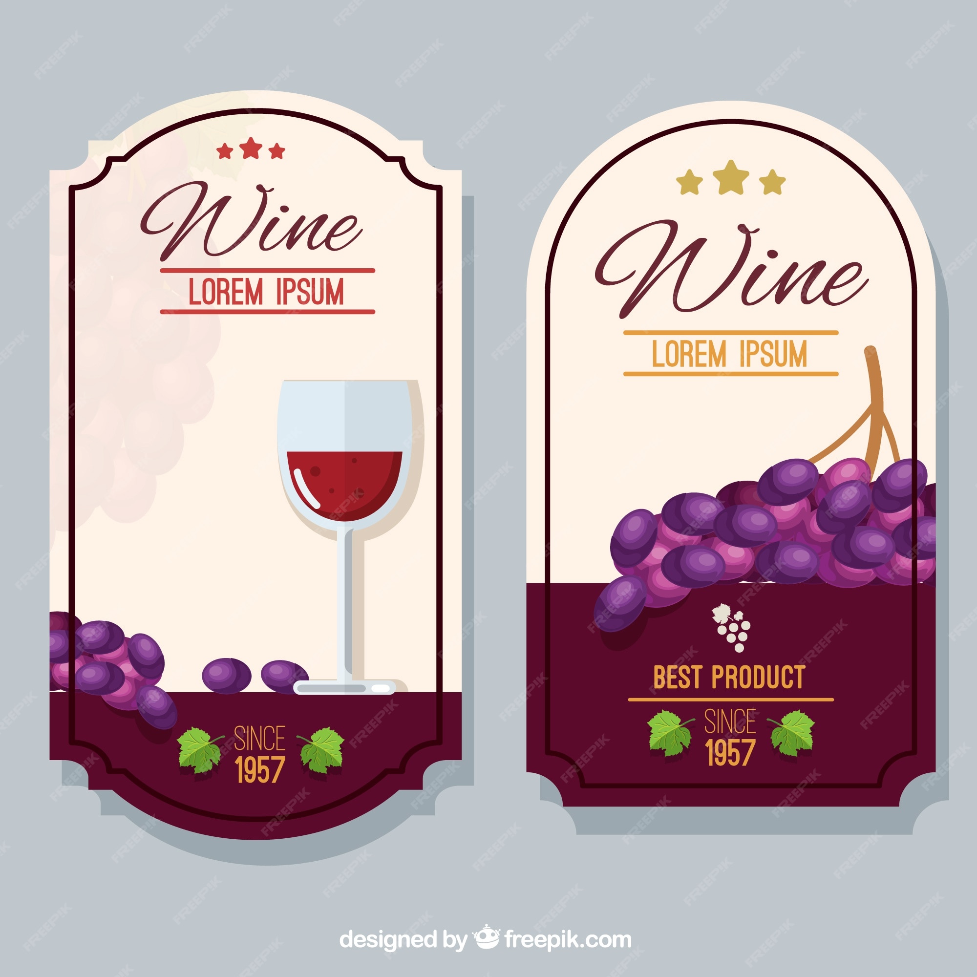 Etiquetas de vino con uvas | Vector Gratis