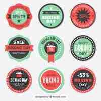 Vector gratuito etiquetas de descuento de boxing day