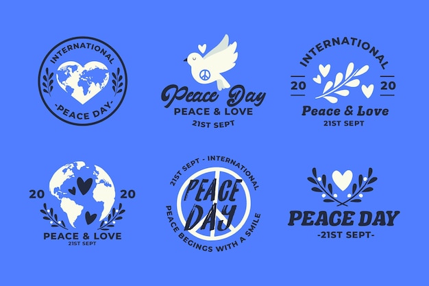 Vector gratuito etiquetas del día internacional de la paz