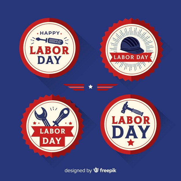 Etiquetas del día del trabajo de Estados Unidos en estilo dibujado a mano