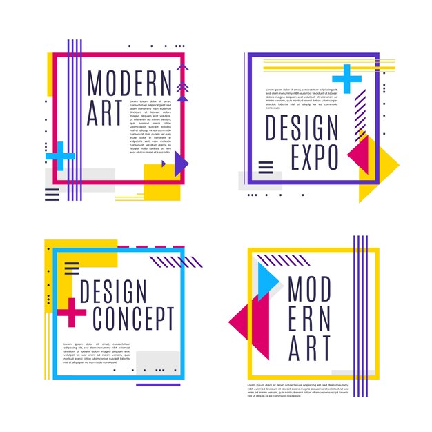 Etiquetas de diseño gráfico en estilo geométrico