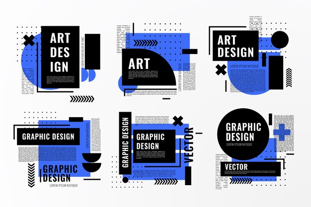 Etiquetas de diseño gráfico en estilo geométrico