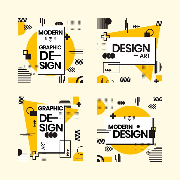 Etiquetas de diseño gráfico en estilo geométrico
