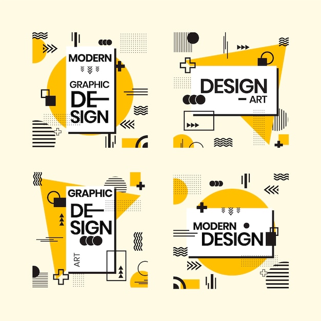 Etiquetas de diseño gráfico en estilo geométrico