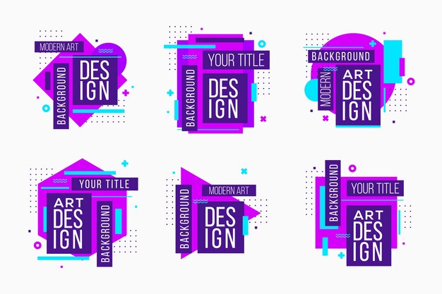 Etiquetas de diseño gráfico en estilo geométrico