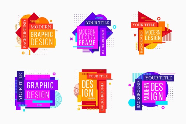 Etiquetas de diseño gráfico en estilo geométrico