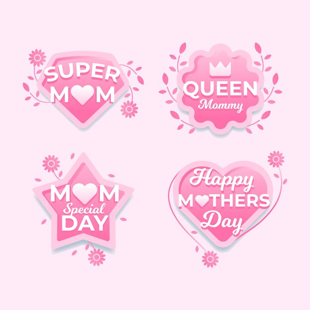 Etiquetas de diseño plano para el día de la madre