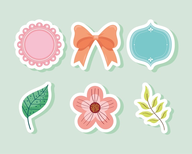 Vector gratuito etiquetas e iconos de decoración de la naturaleza