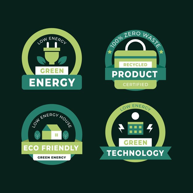 Etiquetas ecológicas de diseño plano