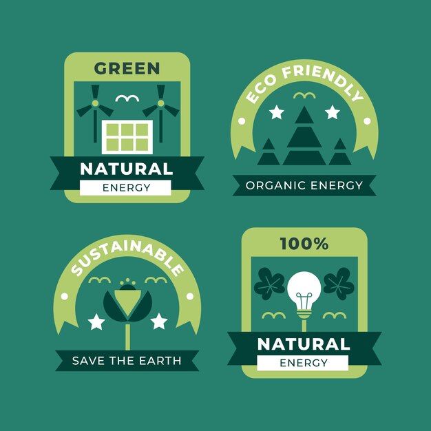 Etiquetas ecológicas de diseño plano