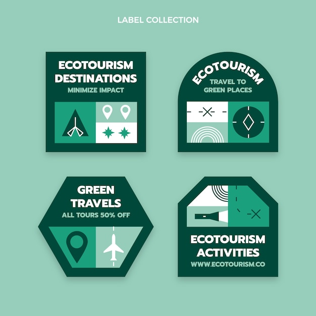 Etiquetas de ecoturismo de diseño plano