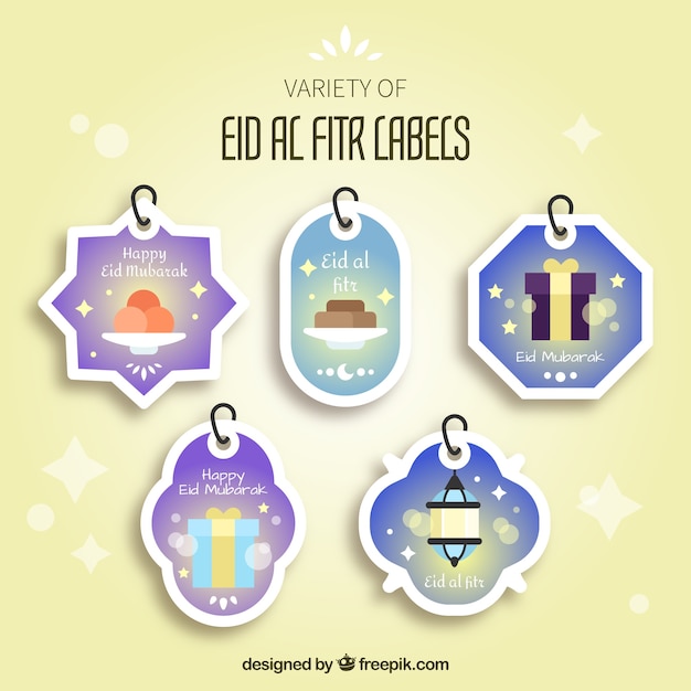 Vector gratuito etiquetas de eid al fitr