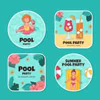 Vector gratuito etiquetas de entretenimiento para fiestas en la piscina