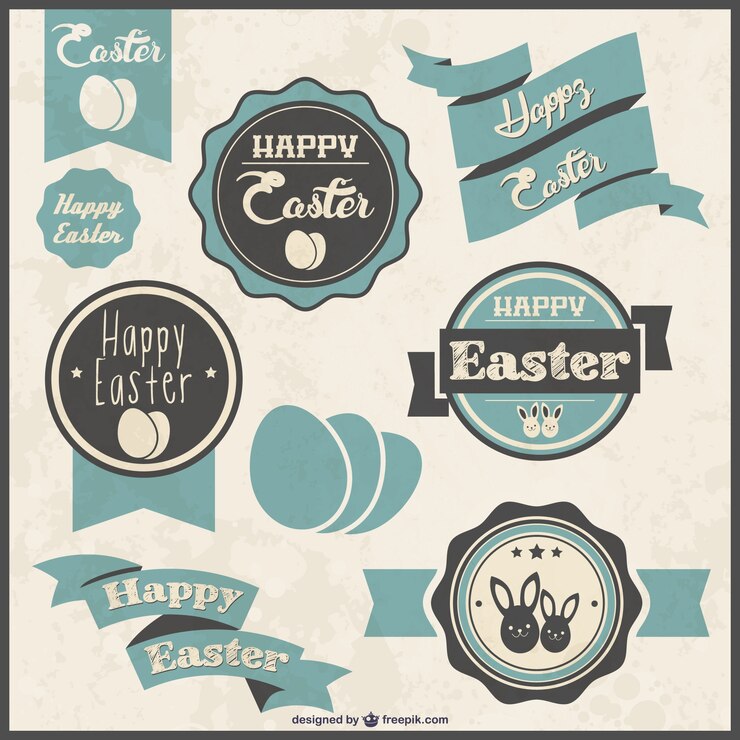 Vector gratuito etiquetas de estilo retro de pascua