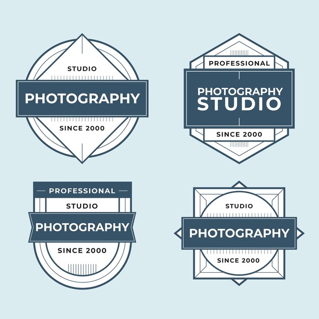 Etiquetas de estudio de fotografía de diseño plano