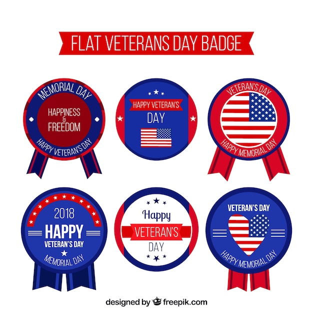 Vector gratuito etiquetas flat para día de los veteranos