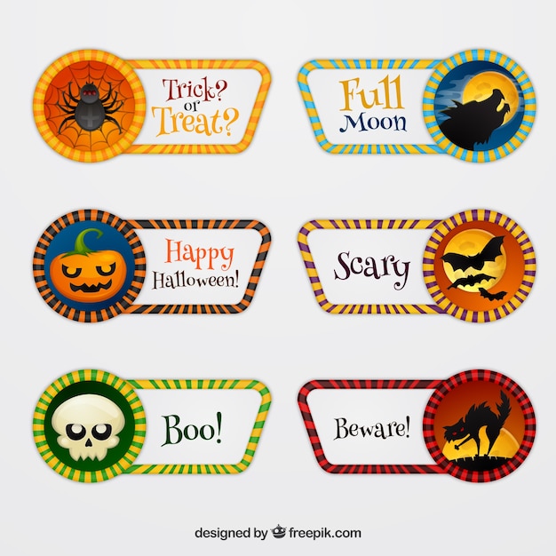 Vector gratuito etiquetas de halloween con estilo original