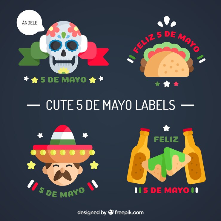Vector gratuito etiquetas impresionantes listas para el cinco de mayo