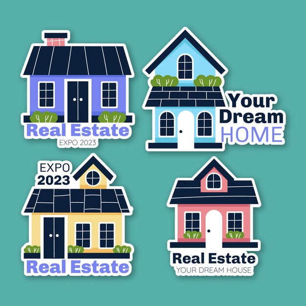 Etiquetas inmobiliarias dibujadas a mano