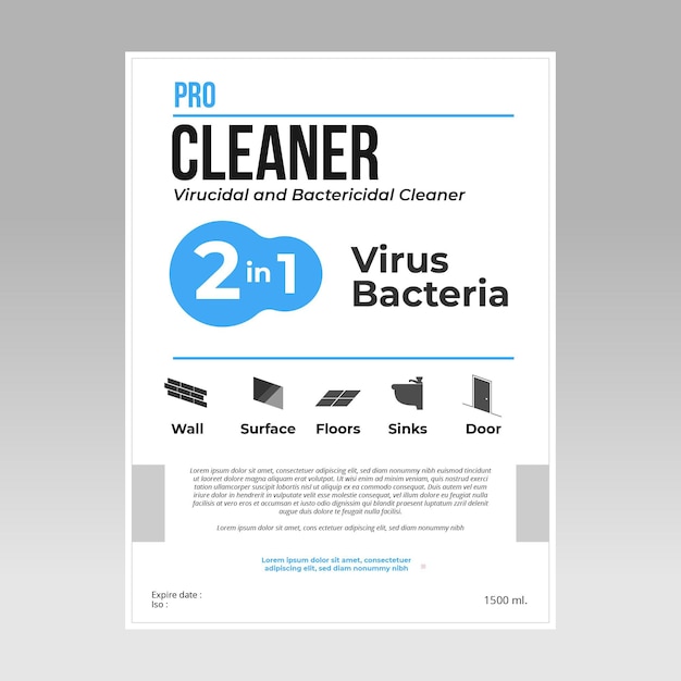 Vector gratuito etiquetas limpiadoras viricidas y bactericidas